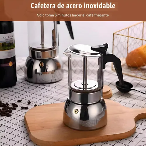 Vista 4 de Houkiper - Cafetera de café expreso, 4 tazas de 6.8 fl oz, cafetera italiana