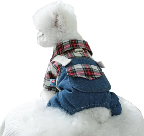 Vista 20 de Ropa de verano para cachorros, camisa para perros pequeños, overol para perros pequeños, ropa de verano para mascotas, overol con peto, pantalones