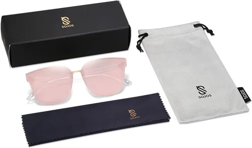 Vista 6 de SOJOS Gafas de sol cuadradas de moda de gran tamaño para mujer, sombras de moda SJ2116