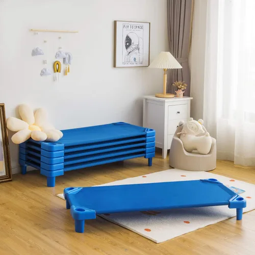 Vista 2 de KOTEK Catres apilables para niños, catres portátiles para niños pequeños, 52 pulgadas de largo x 23 pulgadas de ancho, listas para montar, ahorro