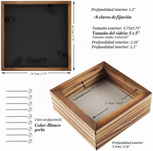 Vista 3 de 1DOT2 Caja expositora pequeña de 5 x 5 pulgadas, negro carbonizado