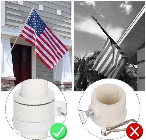 Vista 4 de NELXINJO Kit de poste de bandera de acero inoxidable de 5 pies con abrazadera para exterior de la casa Montaje exterior para bandera americana