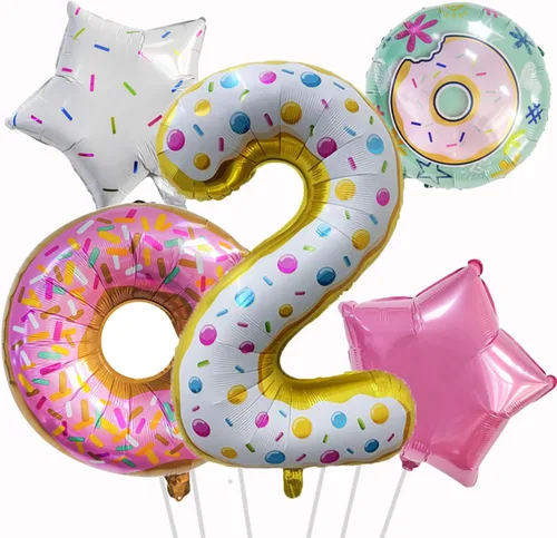 Vista 8 de Globos de béisbol de papel de aluminio para decoración de cumpleaños, globos con el número 2, globos de confeti de estrella roja y azul