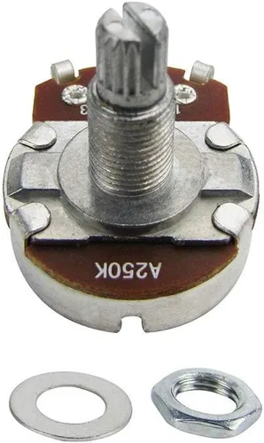 Vista 2 de FLEOR Potenciómetro cónico de audio con eje de 0.709 in, 4 piezas, tamaño completo, para guitarra, A250K