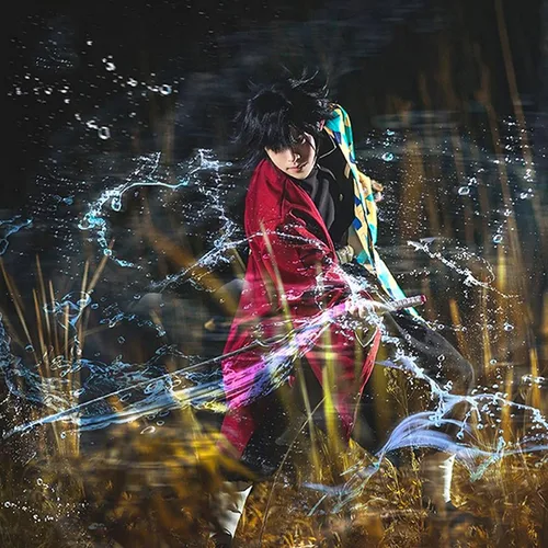 Vista 8 de Demon Slayer Giyuu Tomioka - Conjunto completo de kimono de anime para cosplay