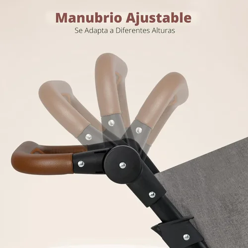 Vista 6 de INFANS Cochecito doble, cochecito plegable en tándem para bebé con respaldo ajustable, reposapiés de dosel, arnés de 5 puntos, canasta de Gris claro
