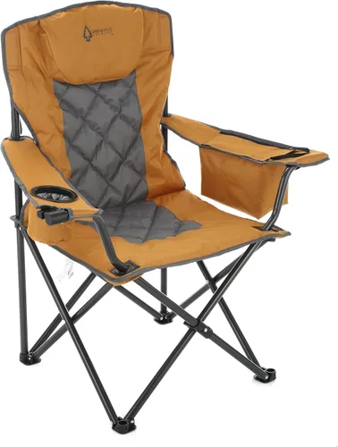 Vista 11 de ARROWHEAD OUTDOOR Silla plegable portátil de lujo para campamento con reposacabezas, portavasos y vidrio, enfriador de 6 latas, bolsa de transporte
