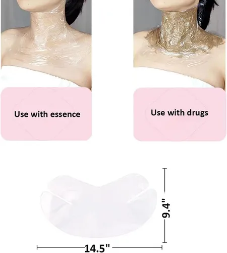 Vista 2 de 100 hojas de máscara de plástico para el cuello, máscara facial desechable de bricolaje, bloquea el agua e hidrata persistentemente
