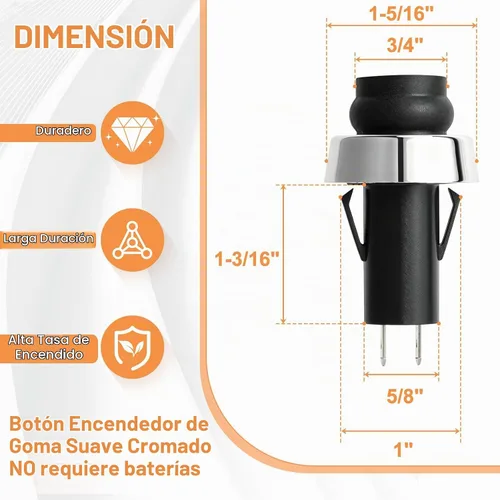 Vista 4 de 66220 Encendedor para Weber GS4 Genesis II/Spirit II Grill Pieza de botón
