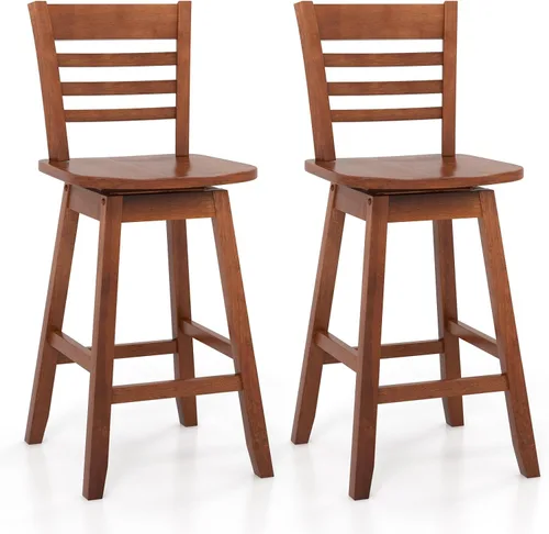 Vista 14 de Giantex Juego de 2 taburetes de bar de 24.5 pulgadas, taburetes de bar giratorios de granja con respaldo hueco de 6 rejillas y asiento ergonómico