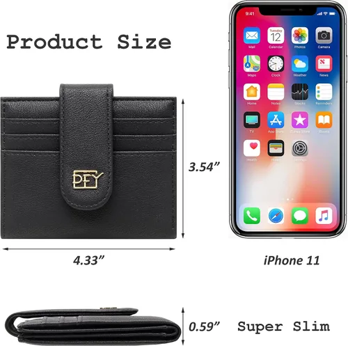 Vista 6 de Badiya Billeteras pequeñas para mujer billetera plegable multitarjetero delgado con cremallera Negro - Minimalista