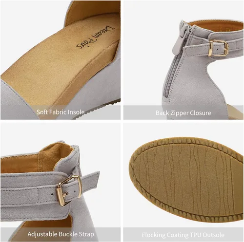 Vista 3 de Dream Pairs Sandalias de plataforma, con cuña y correa al tobillo, con hebilla y punta abierta, para mujer