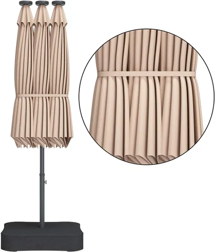 Vista 8 de Tangkula Sombrilla solar de patio de 15 pies con base, sombrilla individual extragrande de doble cara para exteriores con 36 luces LED y manivela