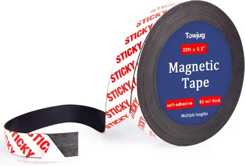 Vista 15 de Towjug Rollo de cintas magnéticas de 10 pies x 1/2 pulgada con respaldo adhesivo 3M, cinta magnética adhesiva flexible para proyectos