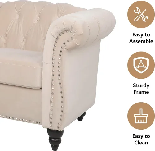 Vista 3 de AVZEAR Silla de Acento para Sala de Estar, Silla de Sofá Tapizada Silla de Sofá Individual con Respaldo Acolchado, Silla de Sofá Chesterfield