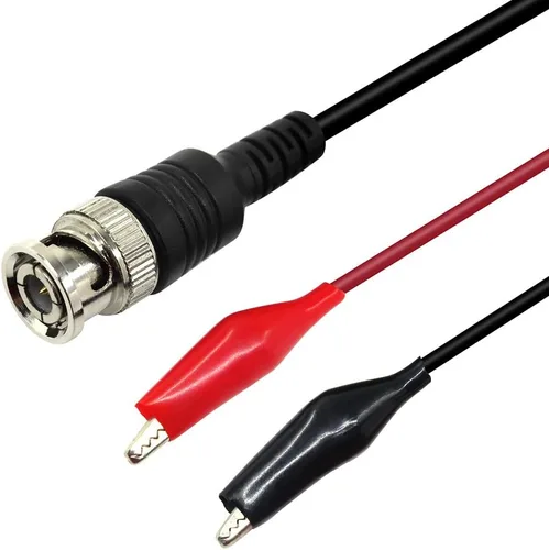 Vista 4 de Cable de prueba BNC Q9 a doble pinza de cocodrilo para prueba de osciloscopio (paquete de 2)