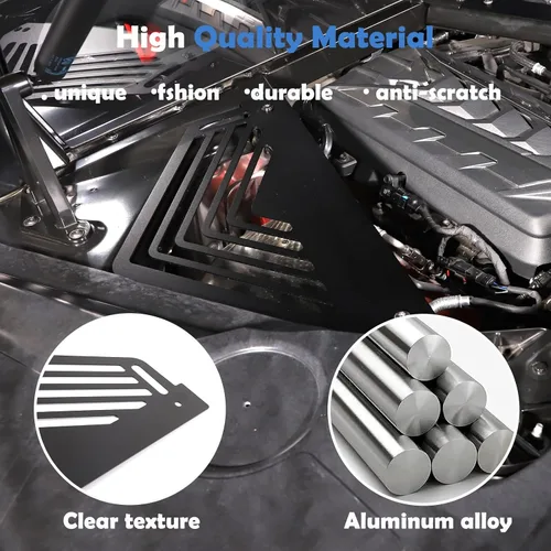 Vista 4 de Cubierta de panel de bahía de motor compatible con Chevrolet Corvette C8 2020-2023, cubiertas traseras de aleación de aluminio para motor izquierda