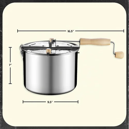 Vista 8 de Great Northern Popcorn 6251 olla original de acero inoxidable para palomitas de maíz, Twister, Plateado Stainless-Steel Popcorn Popper with Hand