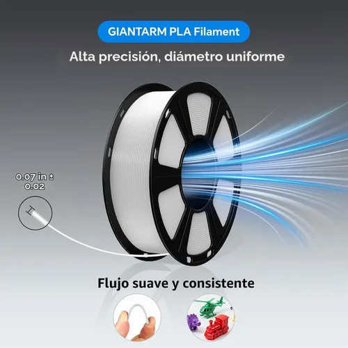 Vista 2 de GIANTARM Filamento de ácido poliláctico (PLA), filamento beige para impresora 3D, carrete de 2.2 libras, precisión de dimensión de 0.069 in +