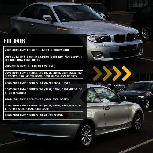 Vista 6 de ADIIL Negro F10 estilo ahumado lente delantera Fender secuencial ámbar LED señal de giro lámpara de marcador lateral luces asamblea para BMW 1 3 5