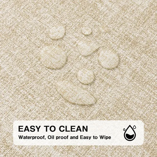 Vista 3 de Chrysameld Juego de 4 manteles individuales de vinilo, piel sintética, 100% impermeables, a prueba de aceite, lavables, resistentes al calor, Beige