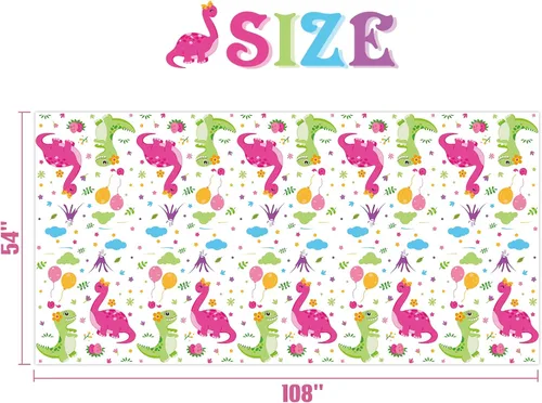 Vista 4 de WERNNSAI Mantel con estampado de dinosaurios, 4 fundas rectangulares de plástico desechables de 86.6 x 52 pulgadas, para cumpleaños, baby shower