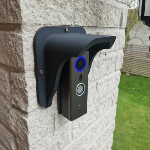 Vista 7 de Protector universal para timbre de puerta con video, protector contra la intemperie contra el sol y la lluvia con diseño antirreflejo, compatible