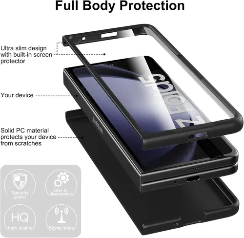 Vista 3 de Foluu Funda Slim Fit para Samsung Galaxy Z Fold 5, con protector de pantalla frontal integrado, cubierta protectora de PC mate ultradelgada