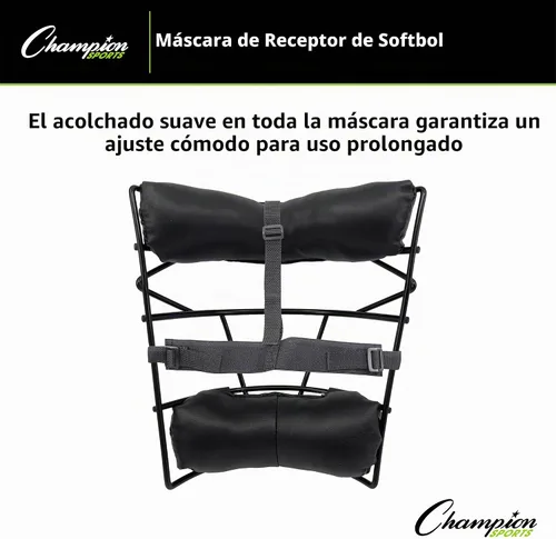 Vista 10 de Champion Sports Máscara de receptor de sóftbol, ligera con marco de alambre duradero, máscara de receptor de arnés ajustable, ajuste cómodo