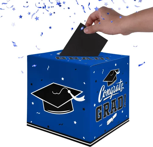 Vista 2 de Gatherfun Decoraciones de Graduación 2026 Caja de Graduación Caja de Tarjetas de Graduación para Regalo de Graduación Favores de Fiesta de Azul