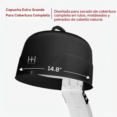 Vista 5 de Annie Hot & Hotter - Secador de campana iónico de cerámica extra grande 2500, 8 libras Negro / Blanco