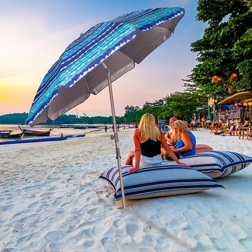 Vista 4 de Blissun Sombrilla de playa de 7.2 pies con anclaje de arena, sombrilla de playa portátil para arena con poste inclinable, bolsa de transporte
