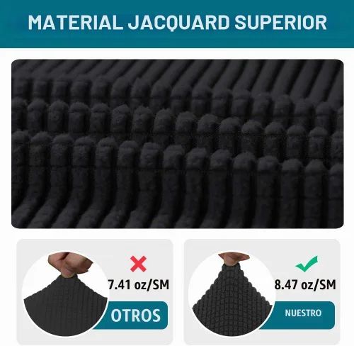 Vista 3 de Turquoize Fundas elásticas para reposabrazos para sillas y sofás, fundas para reposabrazos de sofá de elastano y jacquard, protector de muebles Negro