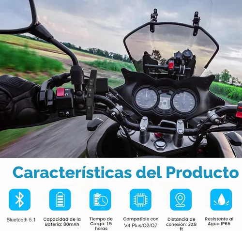 Vista 2 de SolaMr Q8 EUC Intercomunicador de motocicleta Bluetooth mango de control remoto para control FM, respuesta telefónica, conmutación de música
