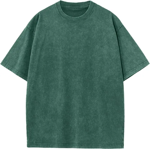 Vista 33 de Camisetas de algodón para hombre, de gran tamaño, unisex, de manga corta, casual, holgada, de lavado, unicolor, básicas A-Negro
