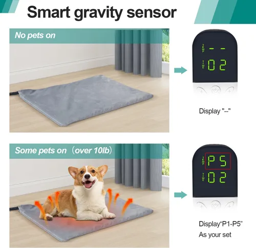 Vista 3 de Almohadilla térmica inteligente para gatos con activación por presión – Cama térmica para perros con temperatura ajustable con temporizador - 13x17