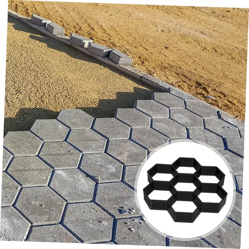 Vista 6 de Cabilock Molde de piedra para pavimentar, molde de plástico con forma geométrica hexagonal para suelo de cemento, molde reutilizable para escalones