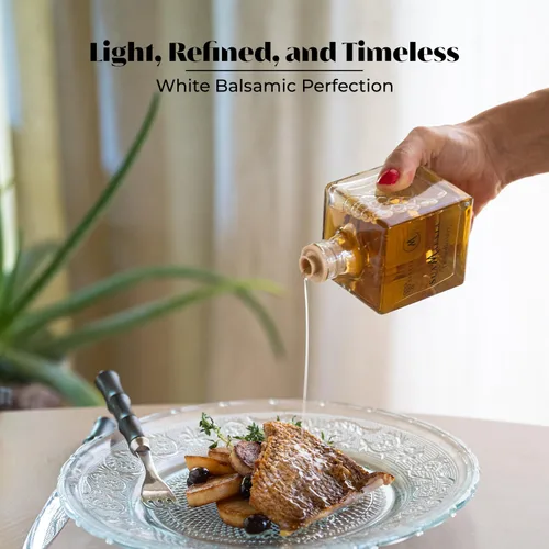 Vista 6 de Acetaia Bellei Vinagre Balsámico Blanco – Condimento de Vinagre Gourmet Italiano, Sabor Dulce y Afrutado, mosto de uva cocido y vinagre de vino