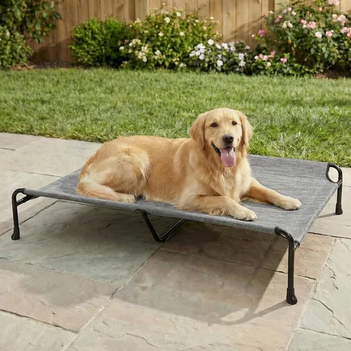 Vista 8 de Veehoo Cama para perros al aire libre, cama elevada para perros grandes, cama elevada para mascotas con reposacabezas, cuna refrescante lavable