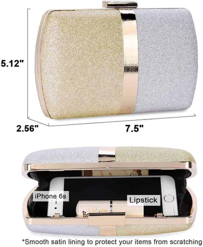 Vista 3 de Selight Bolso de mano con purpurina para mujer, bolso de noche de boda, bolso formal para novia, bolso de fiesta de graduación, cóctel