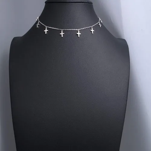 Vista 2 de Gargantilla de plata esterlina con colgante de cadena de disco para mujer, 13+3 pulgadas