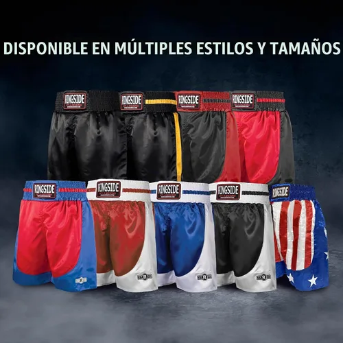 Vista 4 de Ringside Pro-Style Boxing Trunks, Satin Shorts for Men and Women, Ideal for Boxing, MMA, Muay Thai Rojo/Negro