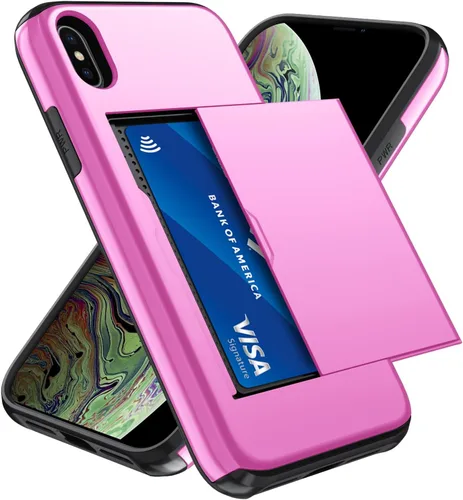 Vista 92 de Qinmay Funda compatible con iPhone 7 Plus/8 Plus con tarjetero, doble capa a prueba de golpes, funda protectora resistente con ranura oculta Negro