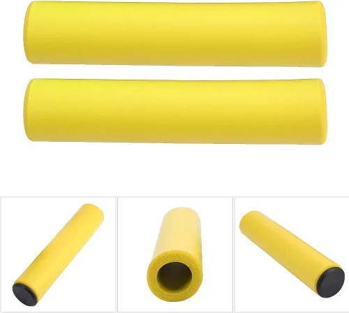 Vista 2 de CHICIRIS Agarradera para manillar, 1 par de empuñaduras para manillar, agarre de silicona antideslizante a prueba de golpes con tapones finales