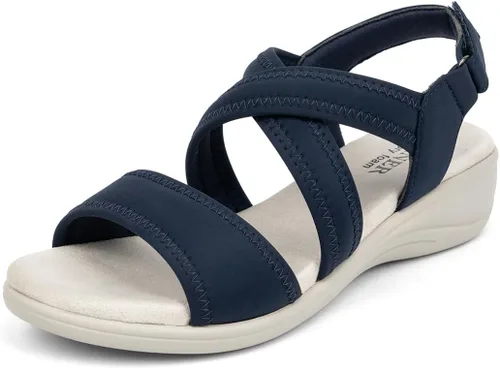 Vista 7 de Sandalias ortopédicas para mujer, de cuña baja, cómodas para caminar, con soporte de arco ortopédico, sandalias casuales con espuma viscoelástica