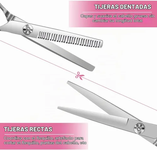 Vista 5 de Kit de corte de cabello para cortar cabello en casa, tijeras de cabello, recortadora de puntas abiertas, clips de flequillo, herramientas