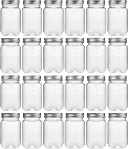 Vista 22 de Novelinks - Recipientes de plástico transparente (16 onzas) 5 Pack, Black, Plastic Containers with Lids, Decorative Jars, Storage Jars, Candy