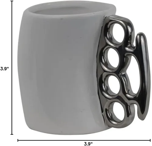 Vista 4 de Fairly Odd Novelties Knuckle Duster - Taza de café de cerámica, color blanco
