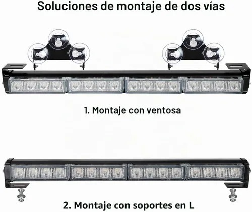 Vista 5 de ASPL - Barra de luz LED intermitente de emergencia de 2 x 16.8 pulgadas, para asesor de tráfico. Barra de luz estroboscópica de 32 LED con 26 Ámbar