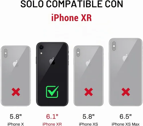 Vista 2 de DJDUCK Funda diseñada para iPhone XR con tarjetero y cierre magnético, protección de piel con bloqueo RFID, a prueba de golpes, para mujeres y A